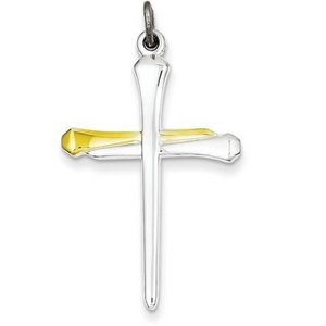 Sterling Silver   Vermeil Nail Cross Pendant