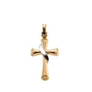 14K Two Tone Gold CROSS PENDANT