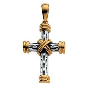 14K Two Tone Gold CROSS PENDANT