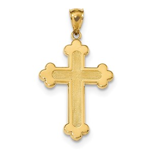 14k Satin   Polished Budded Cross Pendant
