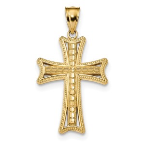 14k Diamond cut Cross Pendant