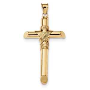 14k Polished Tube Cross Pendant