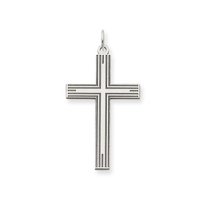 14K White Gold Laser Designed Cross Pendant
