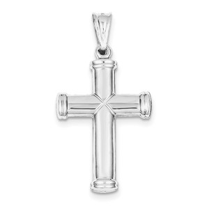 Sterling Silver Rhodium plated Hollow Reversible Cross Pendant