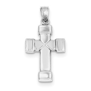 Sterling Silver Rhodium plated Hollow Reversible Cross Pendant