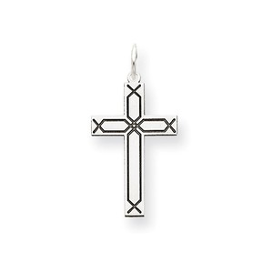 14K White Gold Laser Designed Cross Charm