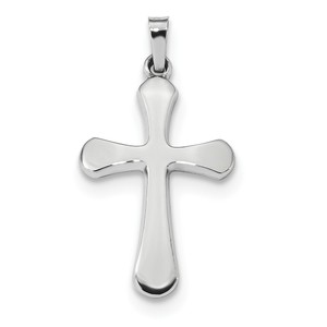 14k White Gold Polished Rounded Cross Pendant