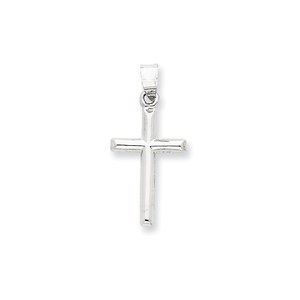 14k White Gold Hollow Cross Pendant