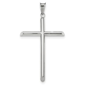 14k White Gold Polished Tube Cross Pendant