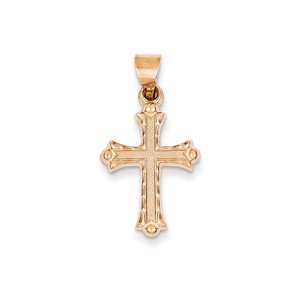 14k Rose Gold Heart Hollow Cross Pendant