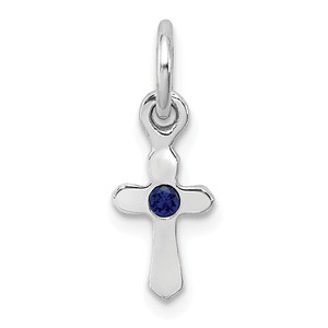 Sterling Silver RH Plated Child  s Preciosca Crystal Sept Cross Pendant
