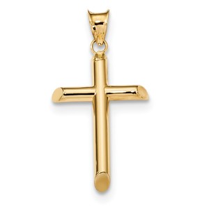 14k Polished Tube Cross Pendant