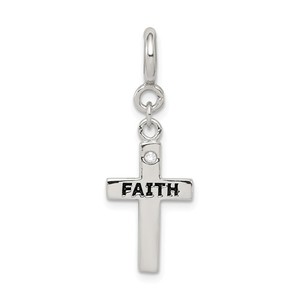 Sterling Silver CZ Faith Cross Clip on Charm