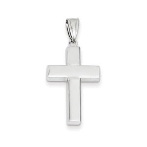14k White Gold Polished Hollow Cross Pendant