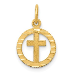 14k Eternal Life Cross Charm