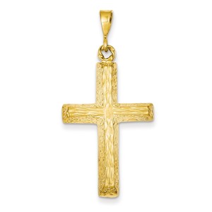 14k Diamond cut Cross Charm