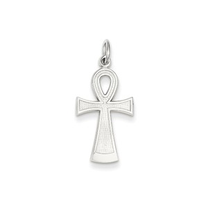 14k White Gold Ankh Cross Pendant