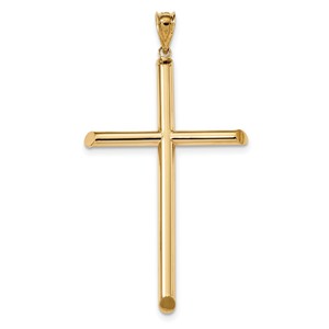 14k Polished Tube Cross Pendant