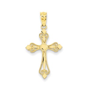 14k Mini Budded Cross Pendant