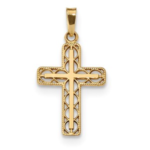 14k Polished Filigree Cross Pendant