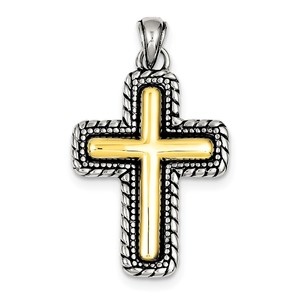 Sterling Silver   Vermeil Antiqued Cross Pendant