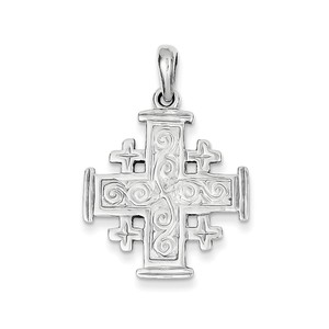 14k White Gold Jerusalem Cross Pendant