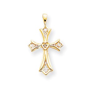 14k Yellow Diamond cross pendant