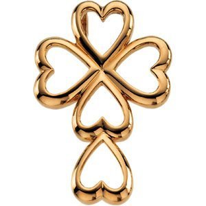 14K Yellow Gold Heart CROSS PENDANT