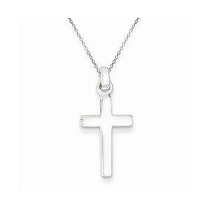 Sterling Silver Rhodium Plated Polished Cross Pendant