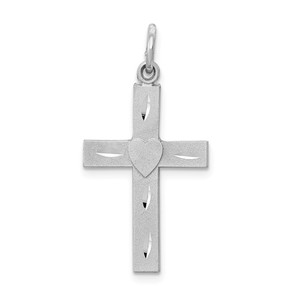 14k White Gold Diamond cut Latin Cross Charm