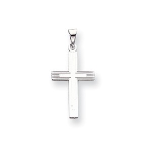 14k White Gold Solid Cross Pendant