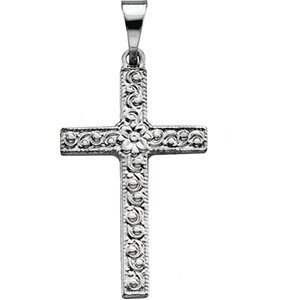 14K White Gold CROSS PENDANT