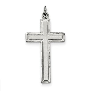 Sterling Silver Antiqued   Satin Cross Pendant