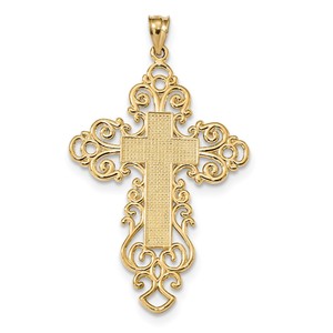 14k Polished Fancy Cross Pendant