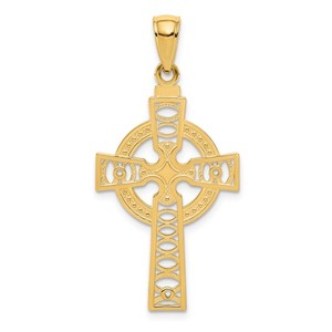 14K Celtic Cross w Eternity Circle Pendant