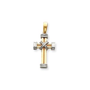 14k Two tone Latin Cross Pendant
