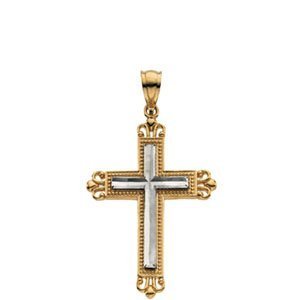 14K Two Tone Gold CROSS PENDANT