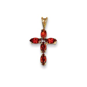 14k Garnet Cross Pendant