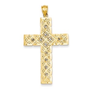 14K w Rhodium Latin Cross Pendant