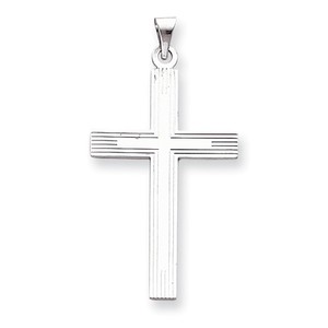 14k White Gold Solid Cross Pendant