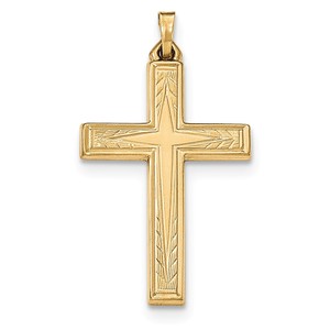 14k Brushed and Polished Latin Cross Pendant