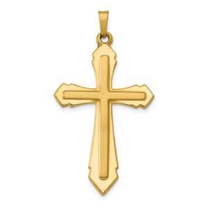 14k Polished and Satin Passion Cross Pendant