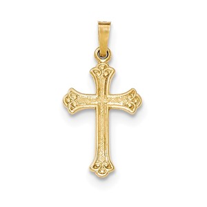 14k Polished Fleur de lis Cross Pendant
