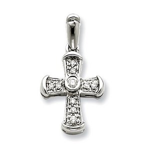 14k White Gold Diamond Cross Pendant