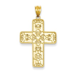 14k Filigree Mirror Cross Pendant