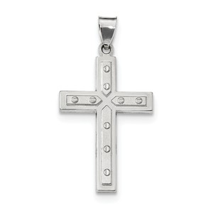 Sterling Silver Rhodium plated Satin   Polished Latin Cross Pendant