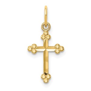 14k Small D C Budded Cross Pendant