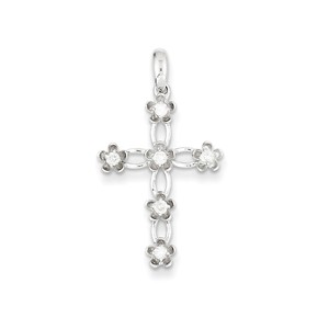 14k White Gold  Diamond Cross Pendant