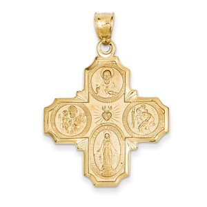14k Four Way Medal Pendant
