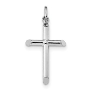 Sterling Silver Rhodium Plated Polished Cross Charm